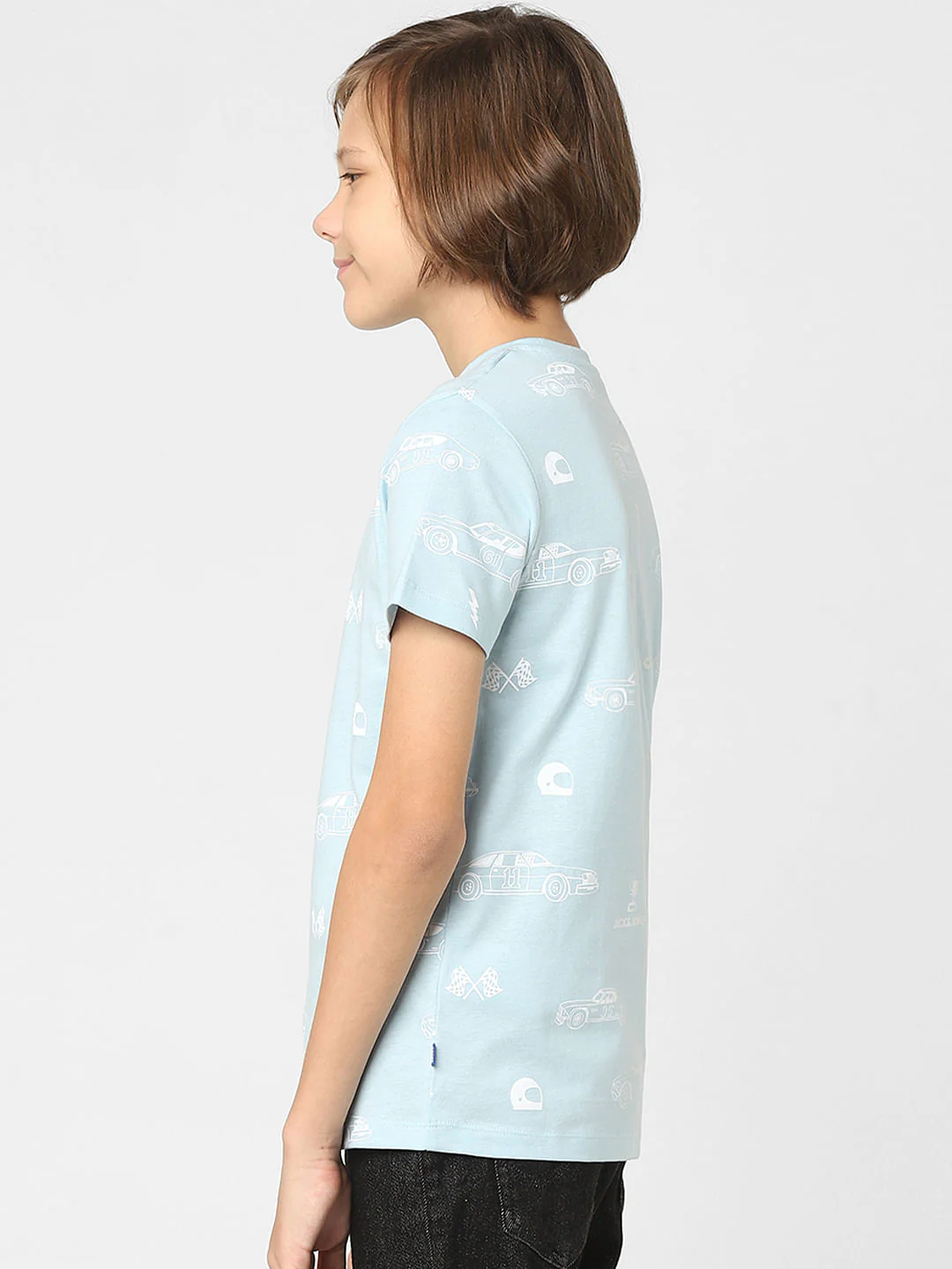 Boys Blue Printed Crew Neck T-shirt - Image 3