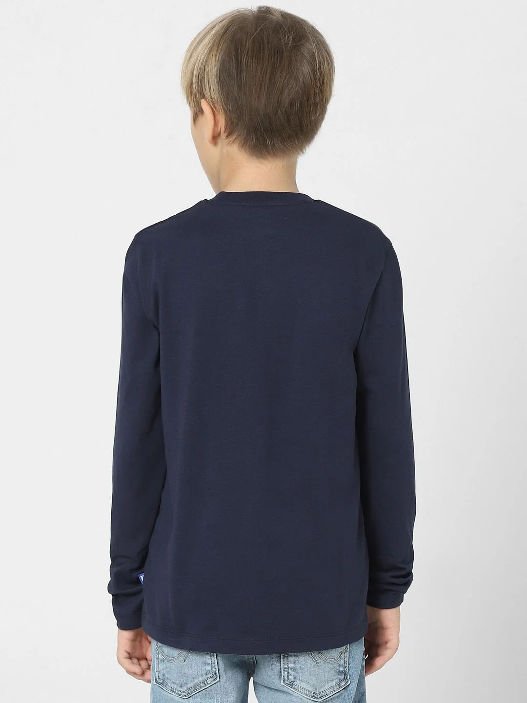 Boys Navy Blue Crew Neck T-shirt - Image 4