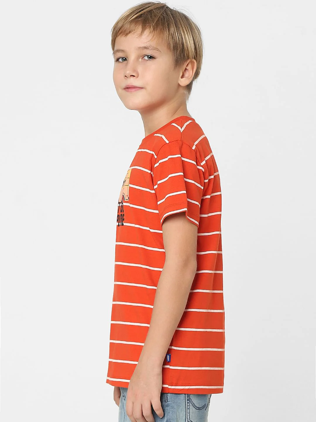 Boys Red Striped Crew Neck T-shirt - Image 3