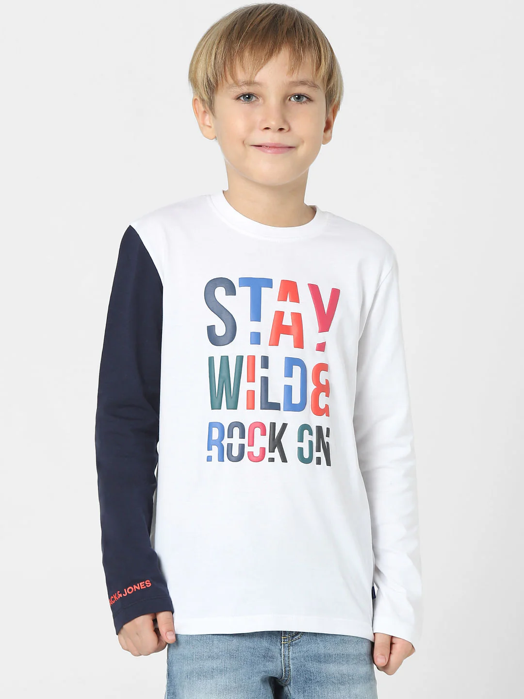 Boys White Slogan Print Crew Neck T-shirt - Image 2