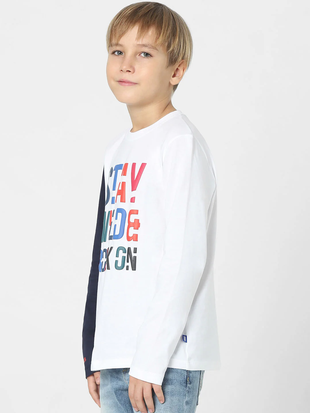 Boys White Slogan Print Crew Neck T-shirt - Image 3