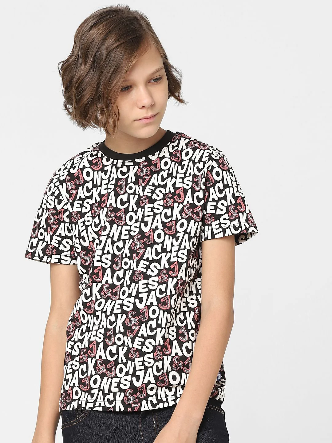Boys Black Logo Print Crew Neck T-shirt - Image 2