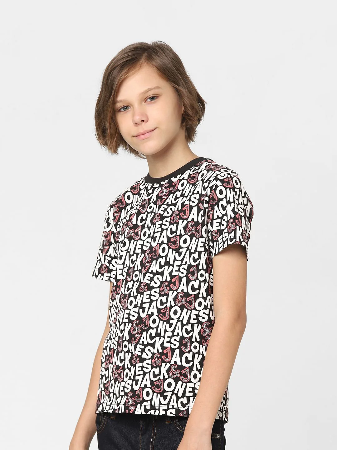 Boys Black Logo Print Crew Neck T-shirt - Image 3