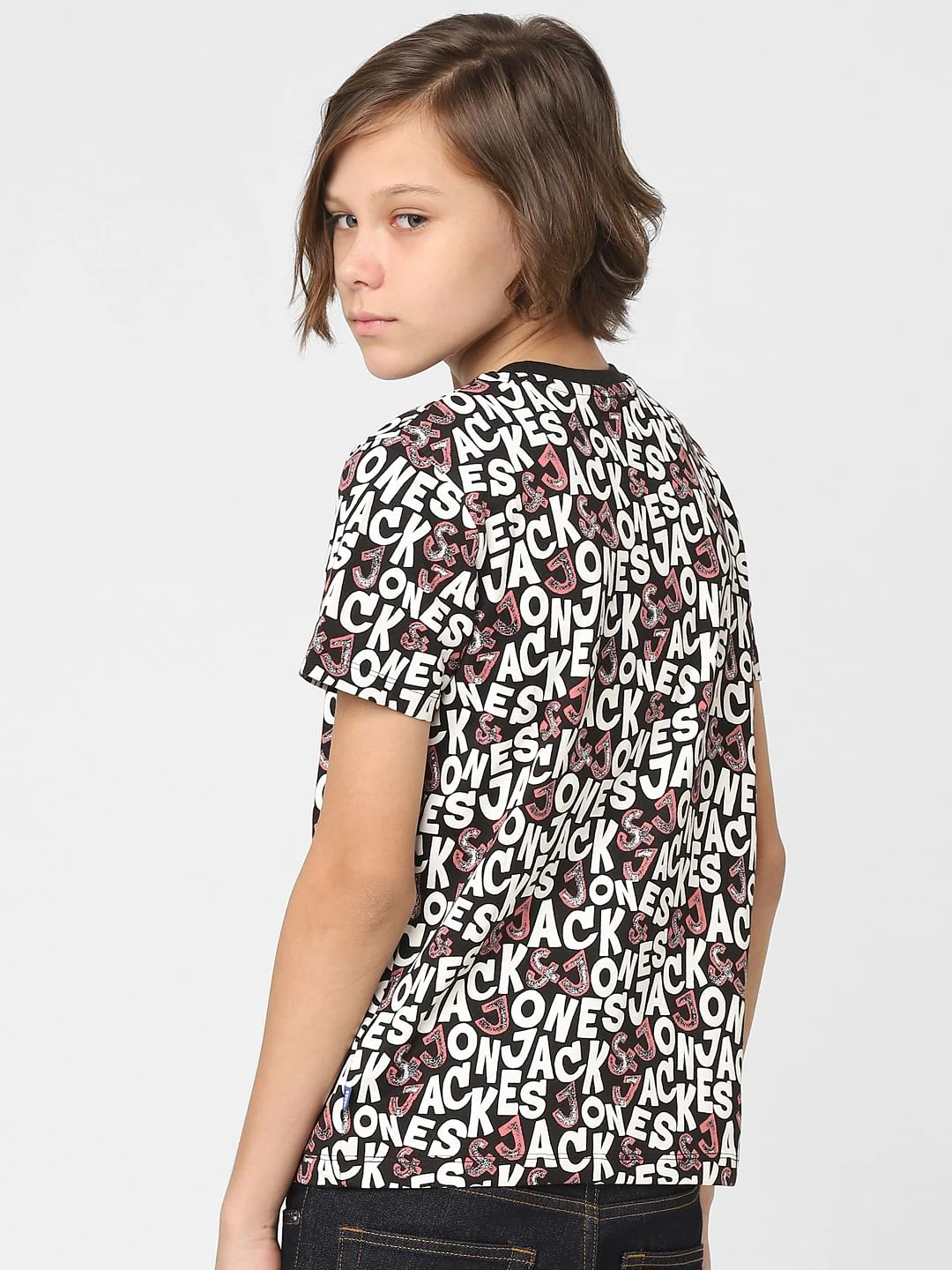 Boys Black Logo Print Crew Neck T-shirt - Image 4