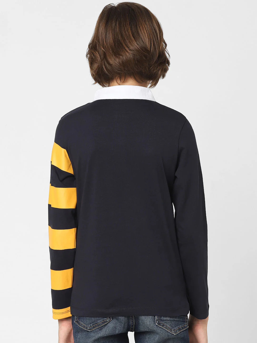 Boys Navy Blue Colourblocked Polo T-shirt - Image 4