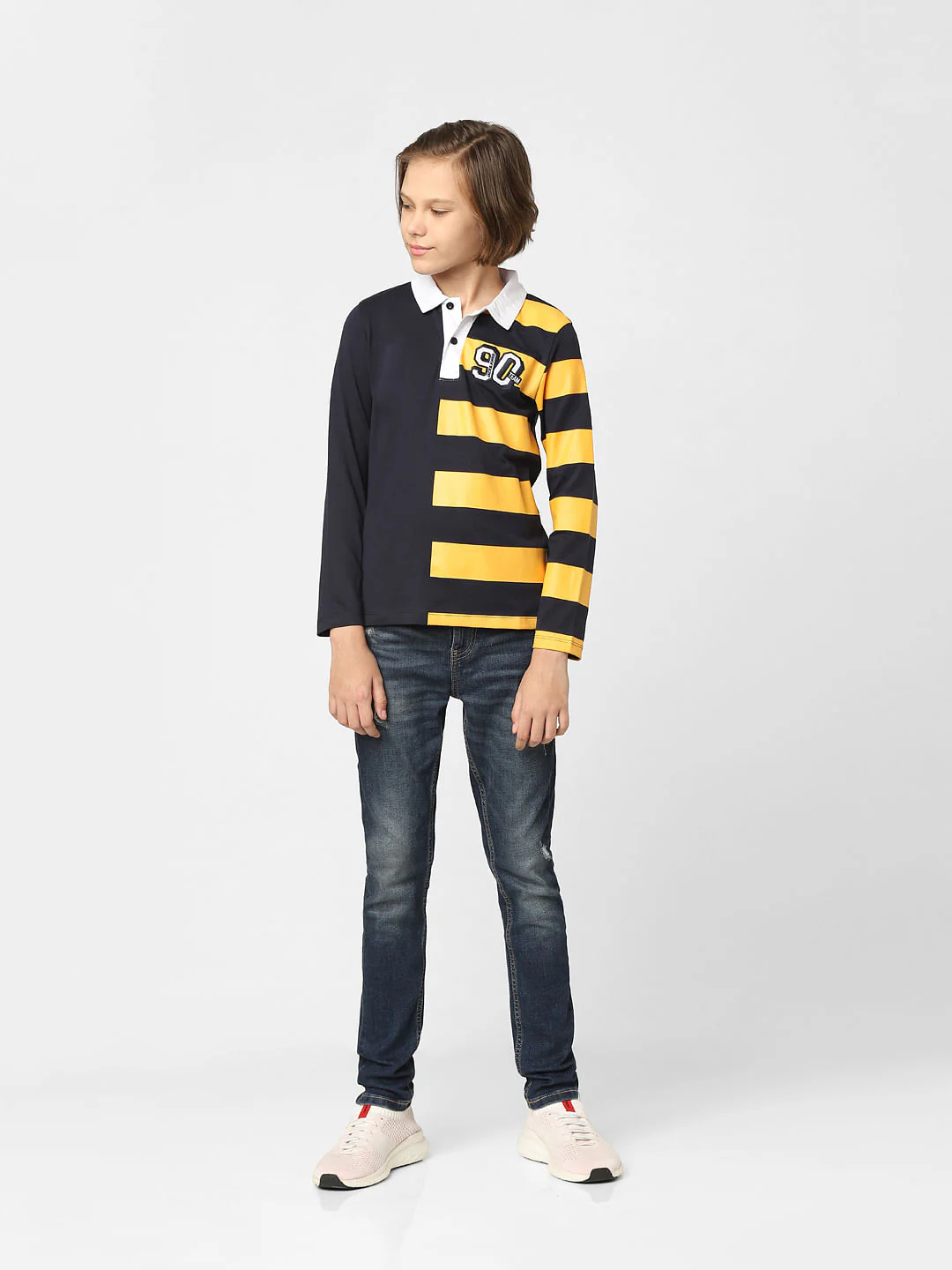 Boys Navy Blue Colourblocked Polo T-shirt - Image 6