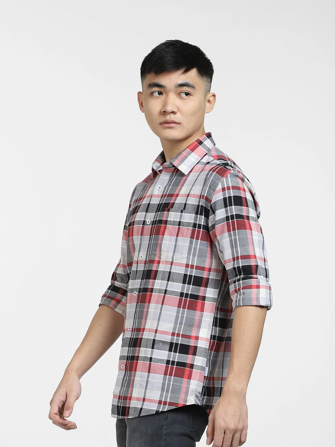 Grey Check Print Full Sleeves Shirt - Image 3
