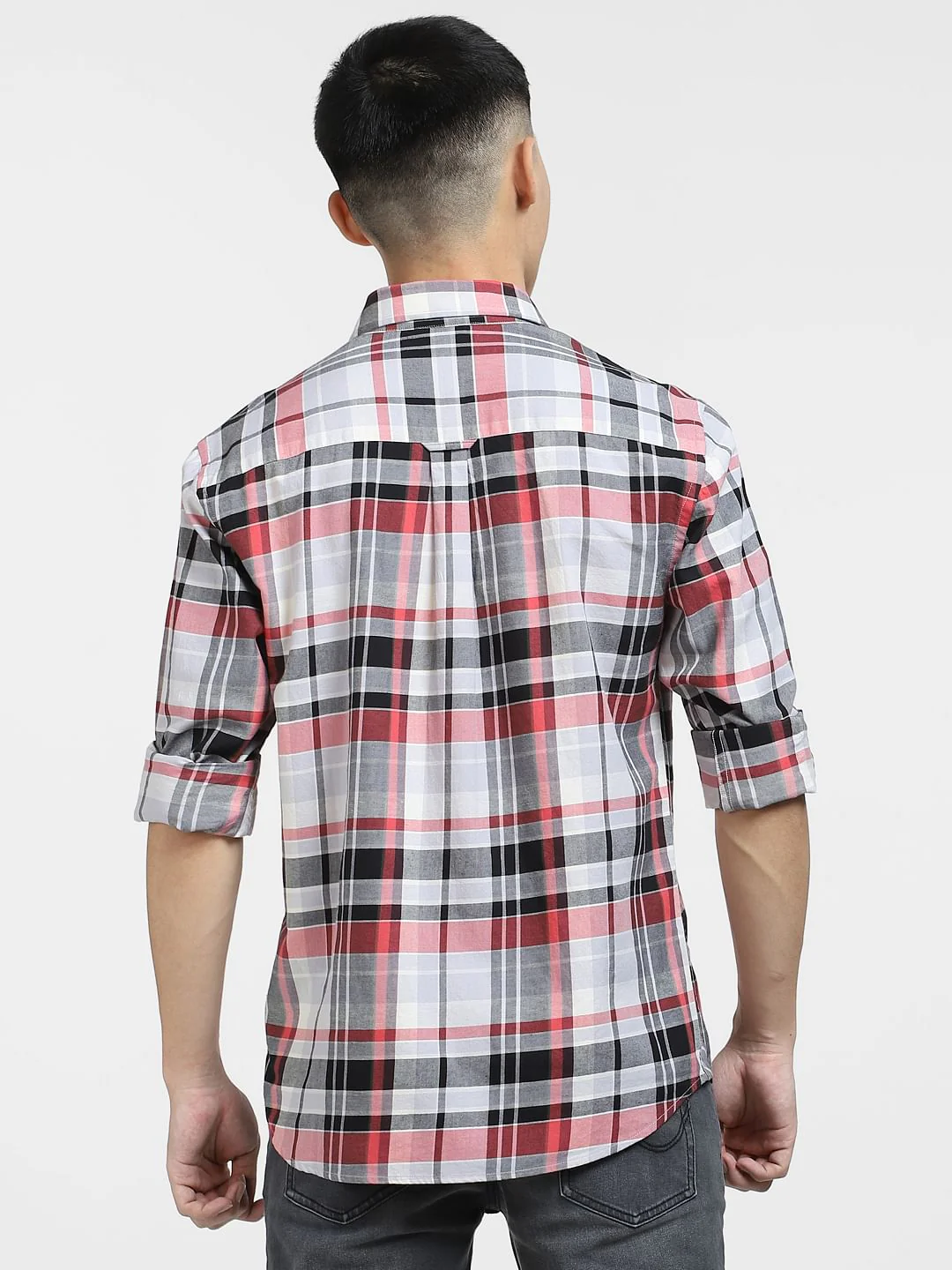 Grey Check Print Full Sleeves Shirt - Image 4