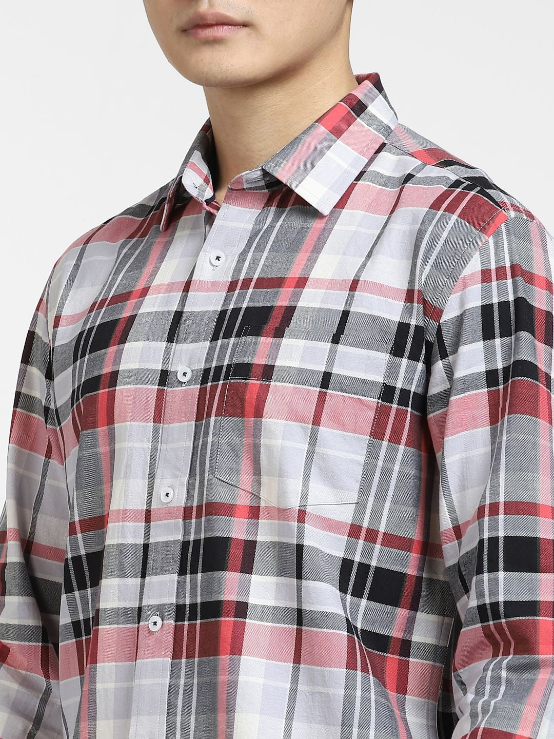 Grey Check Print Full Sleeves Shirt - Image 5