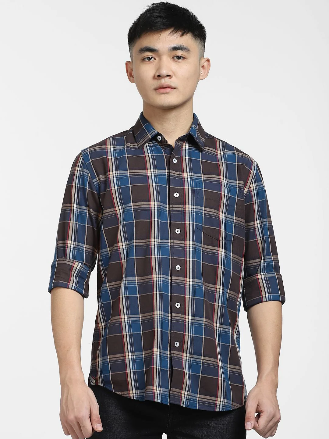 Blue Check Print Full Sleeves Shirt - Image 2