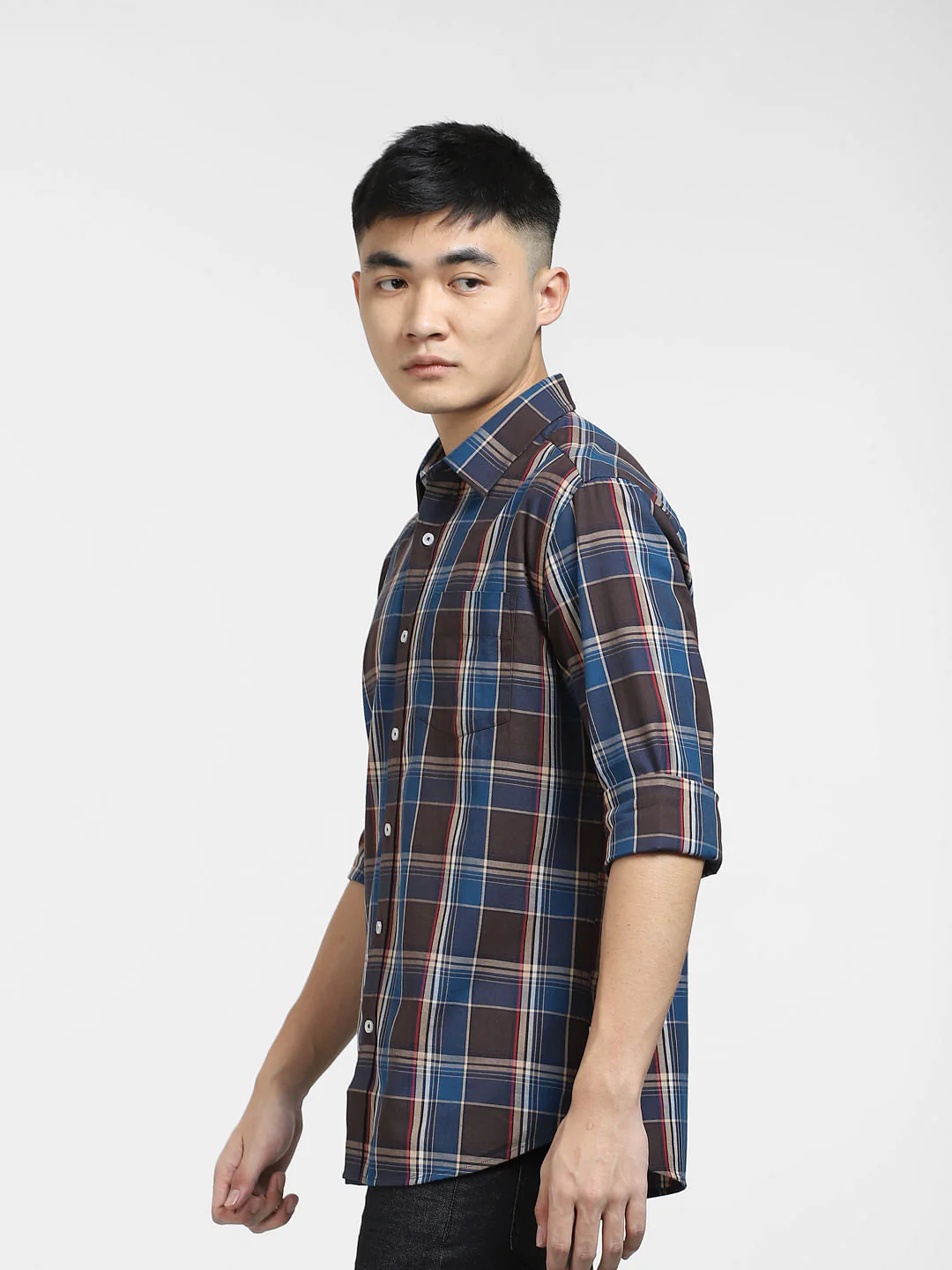Blue Check Print Full Sleeves Shirt - Image 3