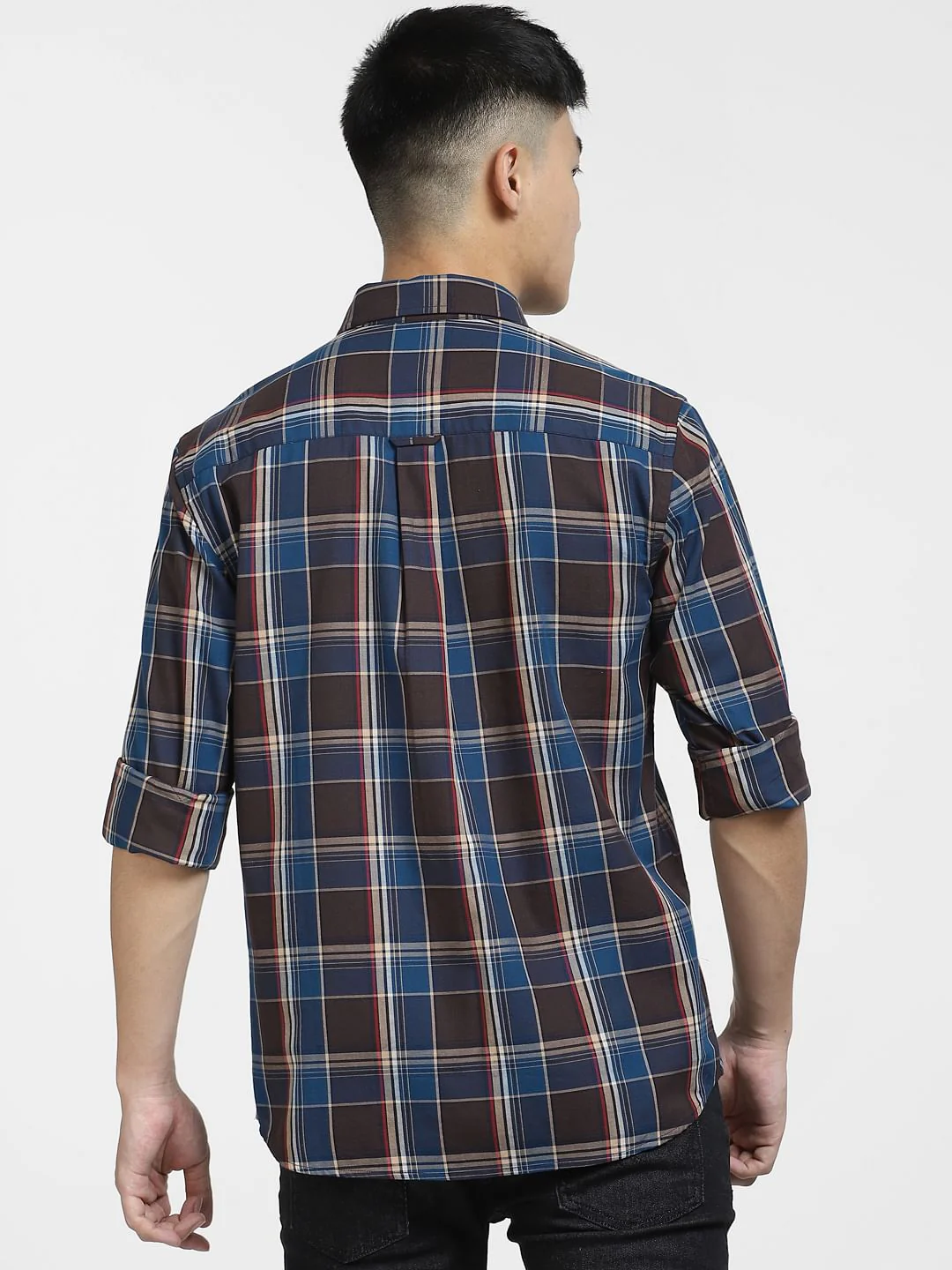 Blue Check Print Full Sleeves Shirt - Image 4