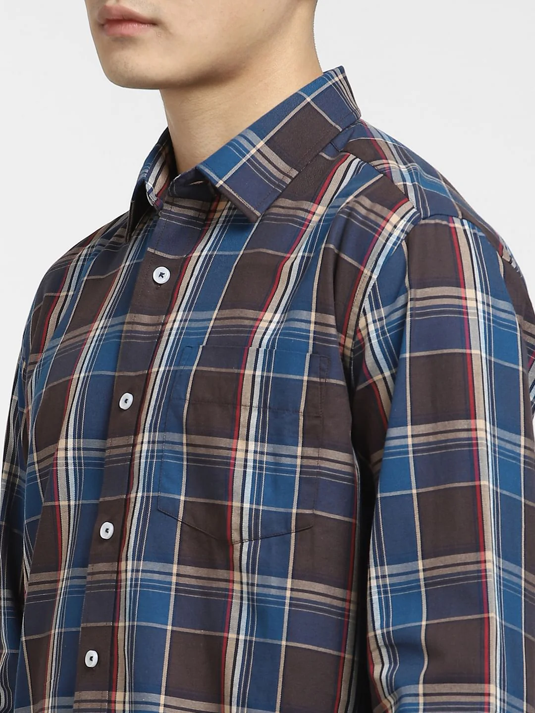 Blue Check Print Full Sleeves Shirt - Image 5