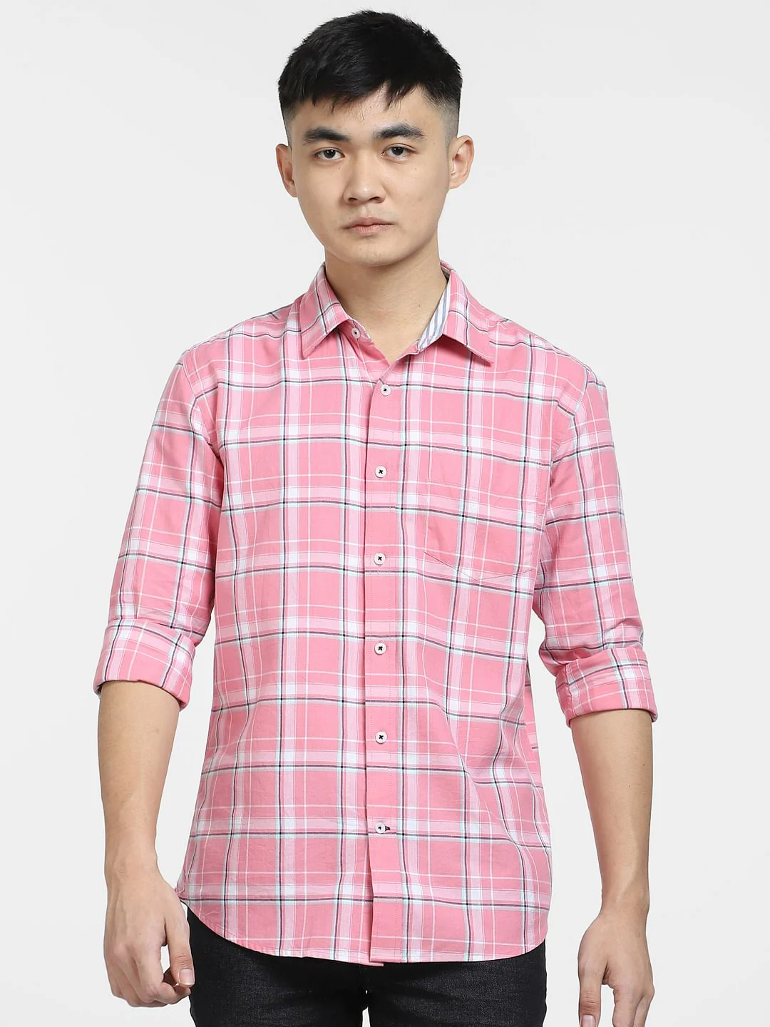 Light Pink Check Full Sleeves Shirt - Image 2