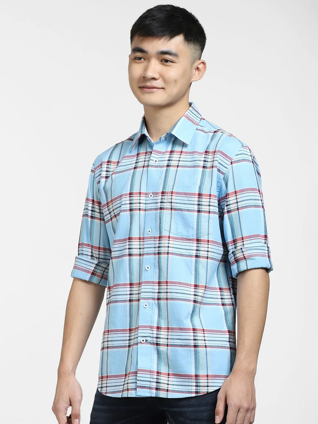 Blue Check Print Full Sleeves Shirt - Image 2