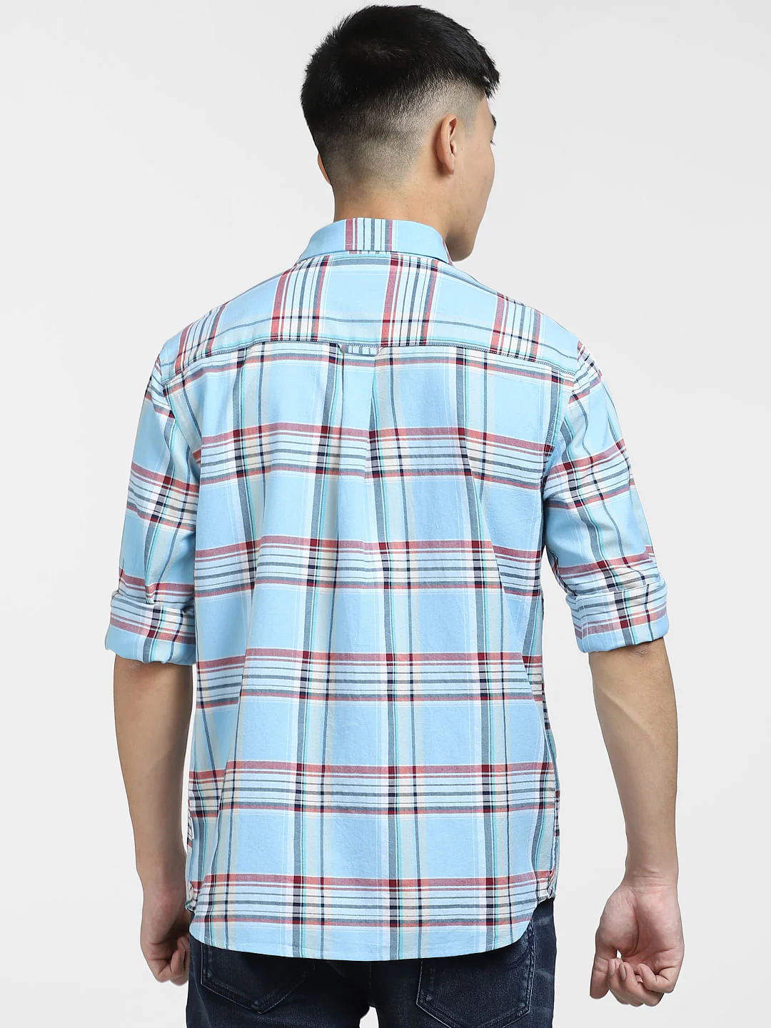 Blue Check Print Full Sleeves Shirt - Image 4