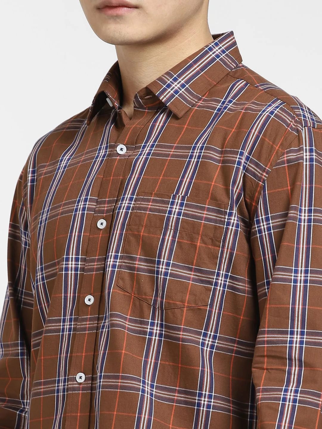 Brown Check Full Sleeves Shirt - Image 5