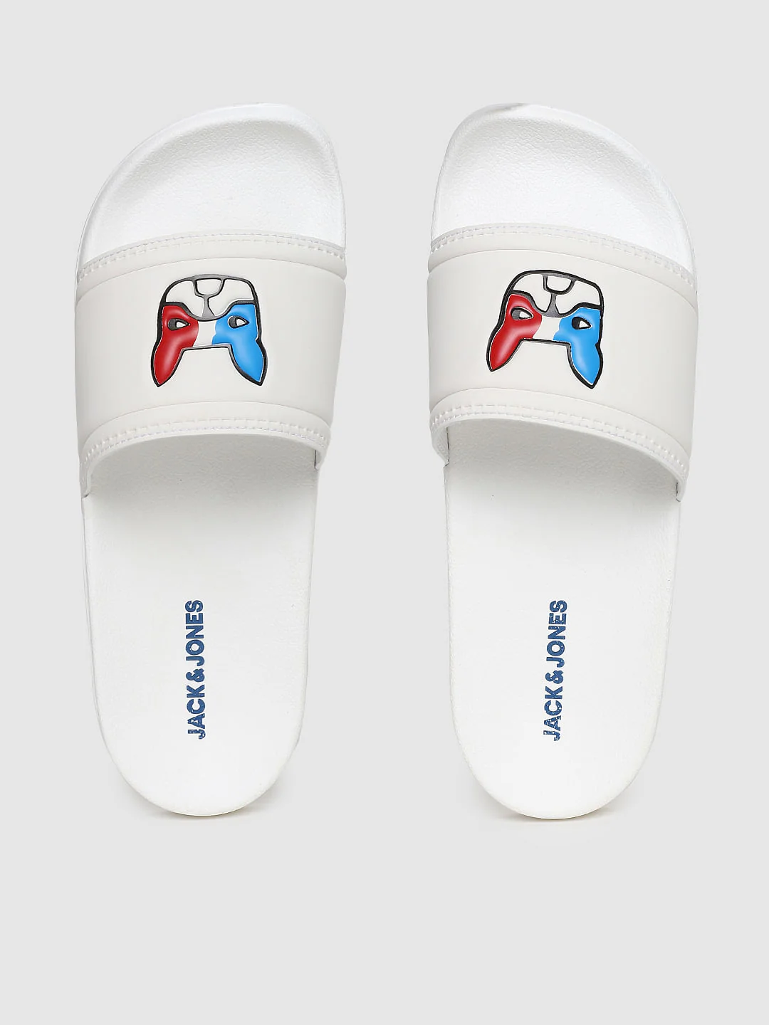 White Graphic Print Sliders