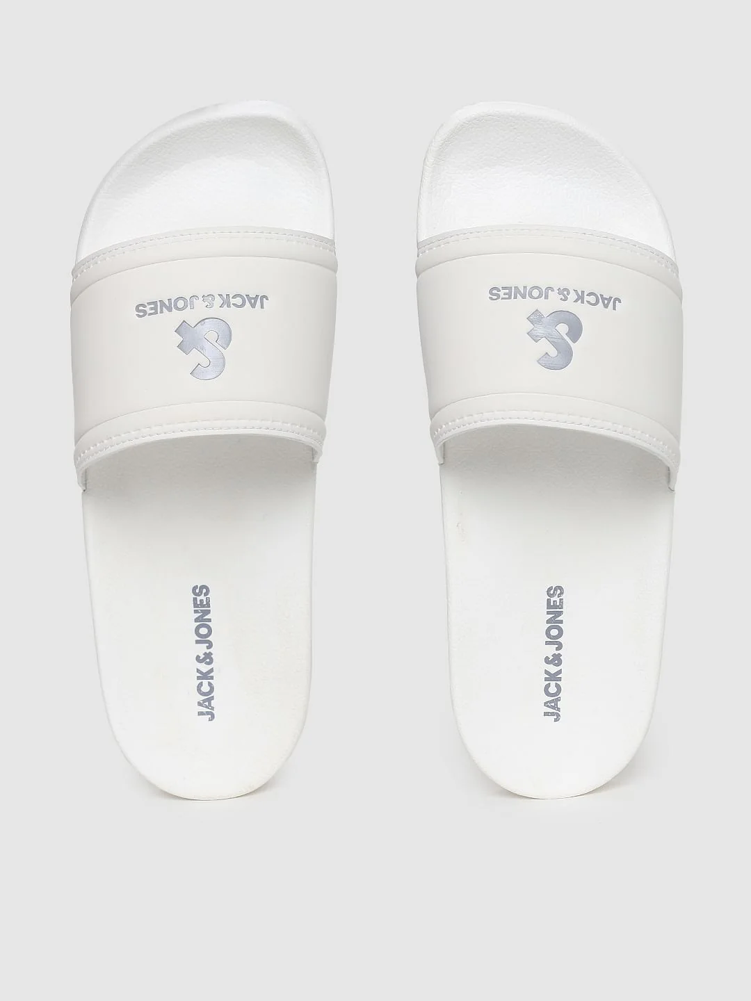 White Logo Print Sliders