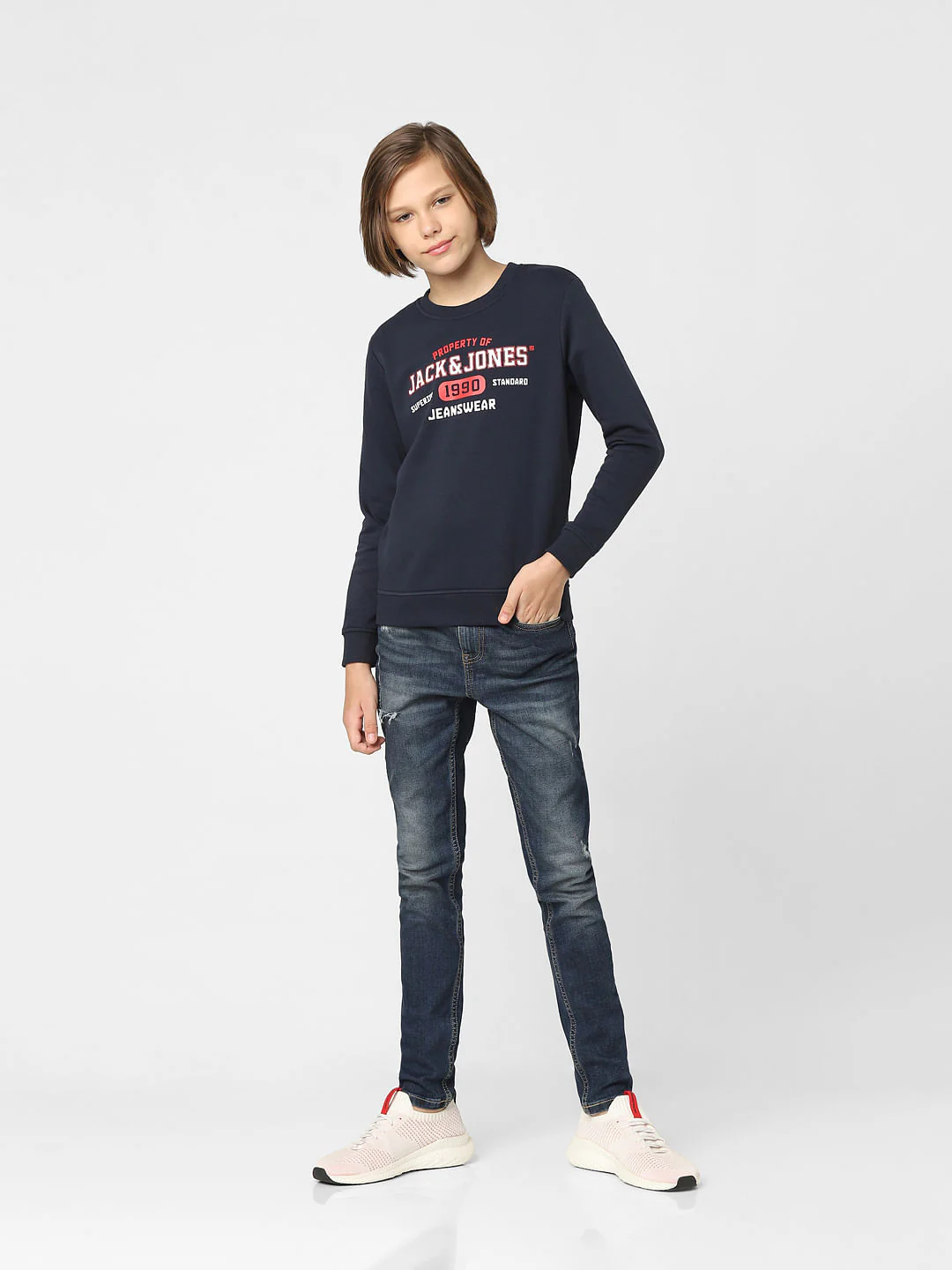 Boys Navy Blue Logo Print Sweatshirt - Image 6