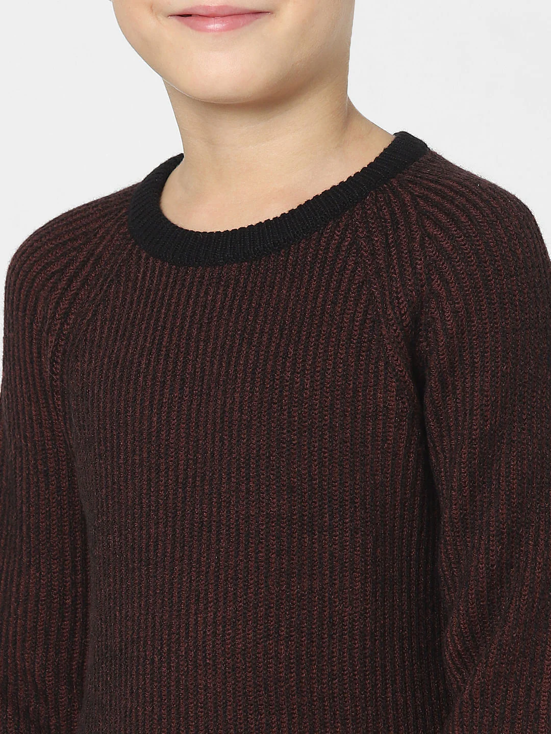 BOYS Dark Red Striped Sweater - Image 5
