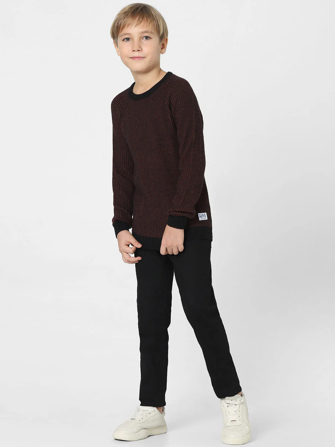 BOYS Dark Red Striped Sweater - Image 6