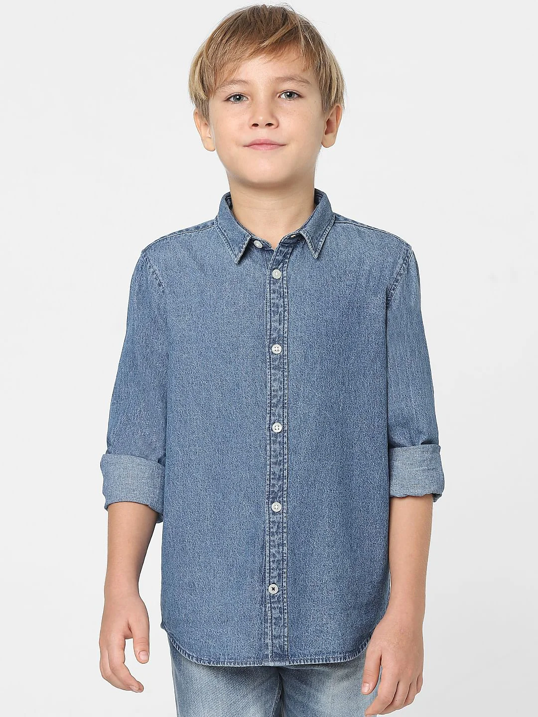 Boys Blue Denim Full Sleeves Shirt - Image 2
