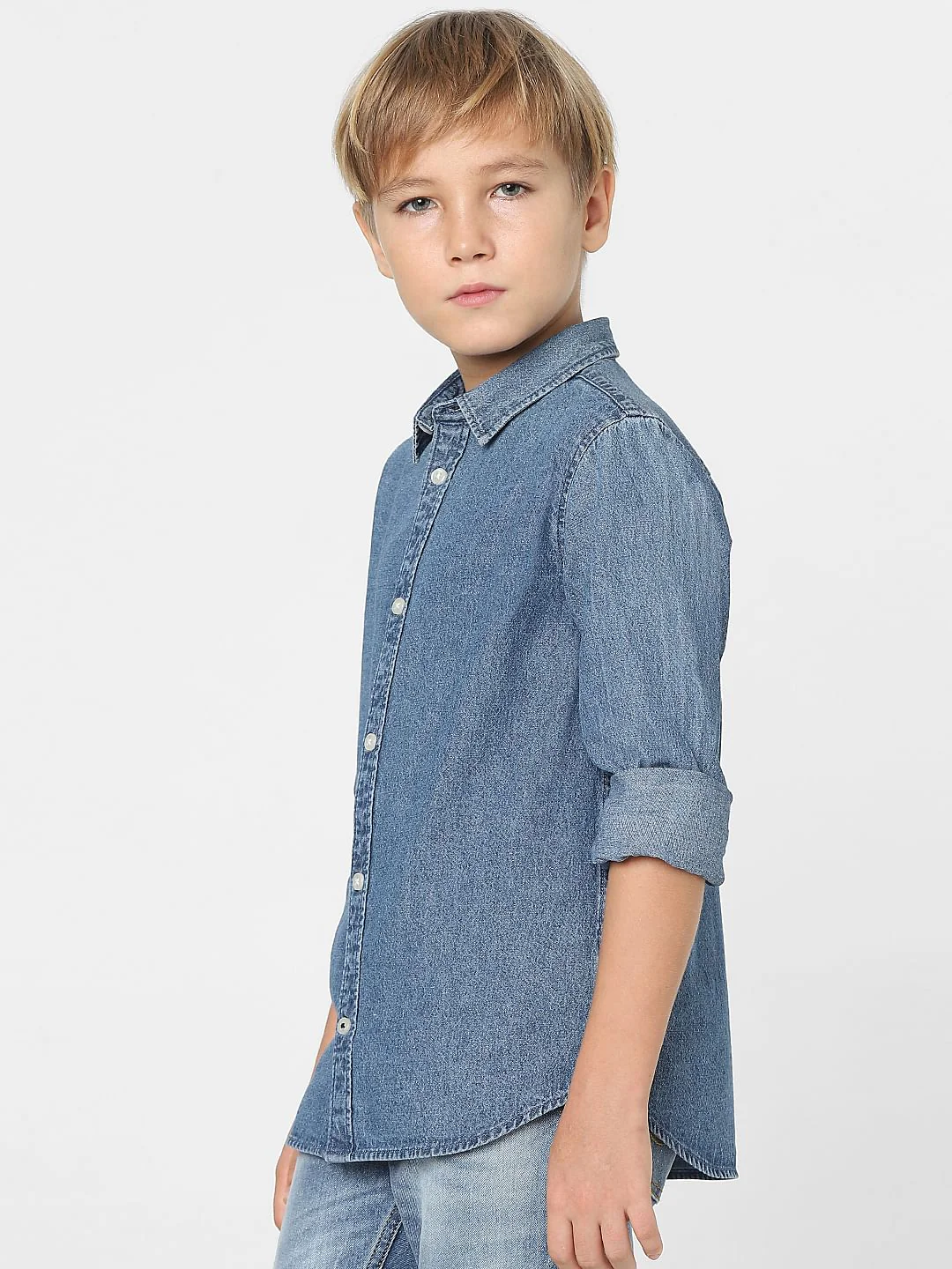 Boys Blue Denim Full Sleeves Shirt - Image 3