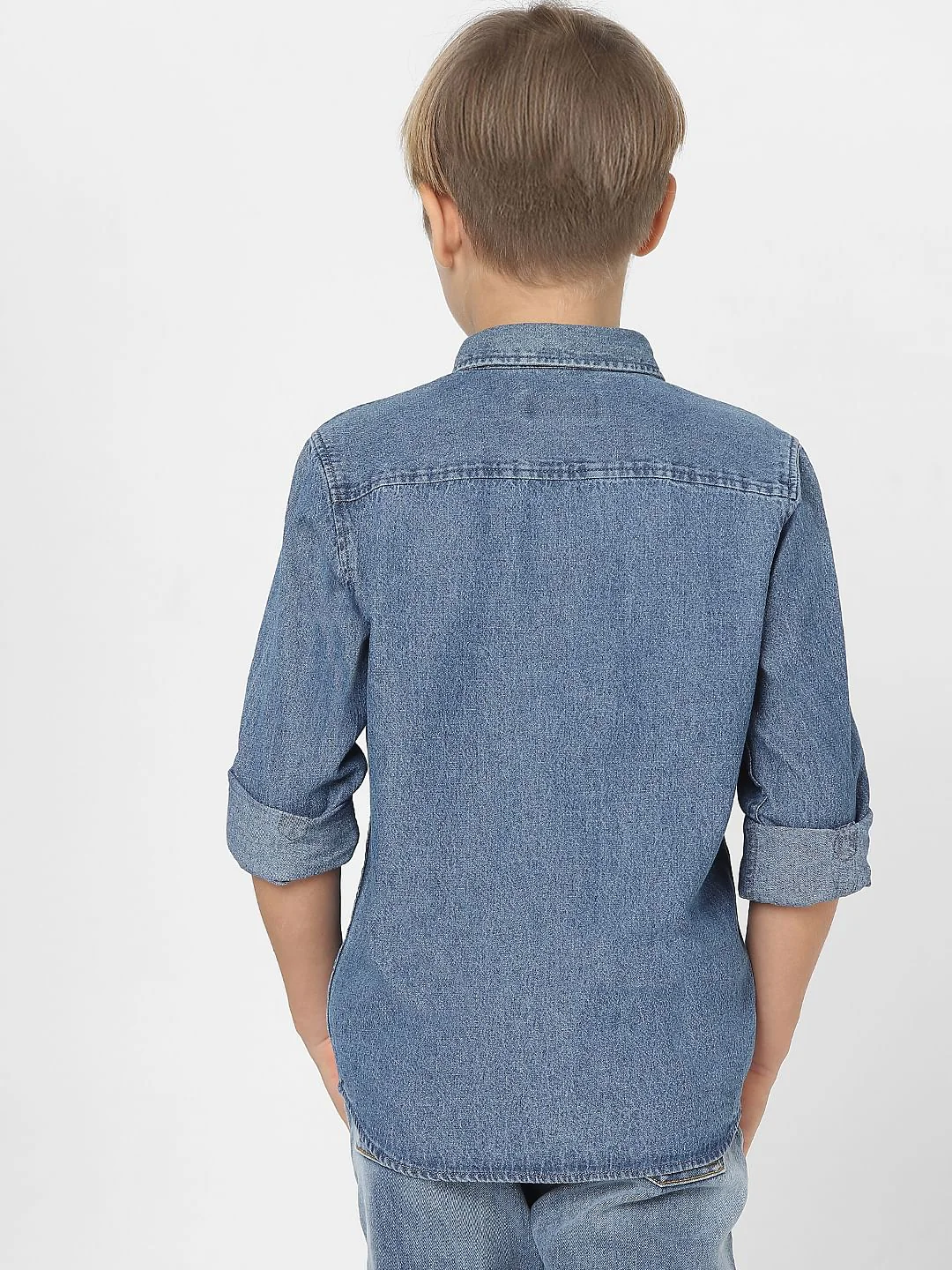 Boys Blue Denim Full Sleeves Shirt - Image 4