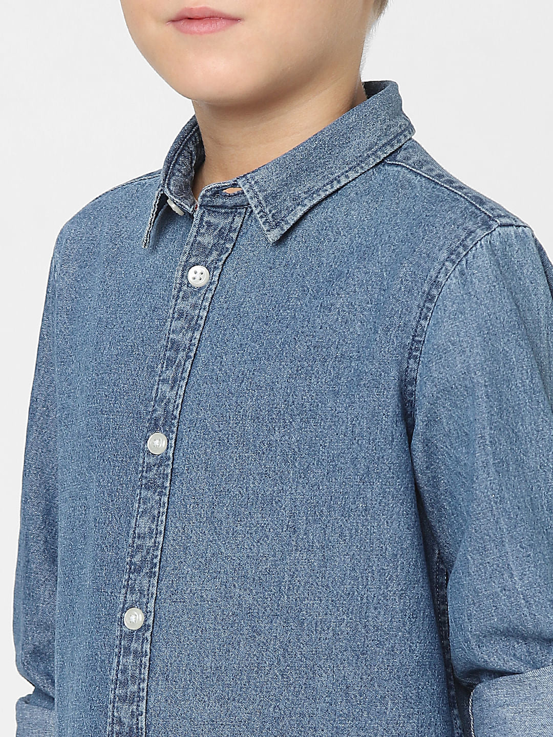 Boys Blue Denim Full Sleeves Shirt - Image 5