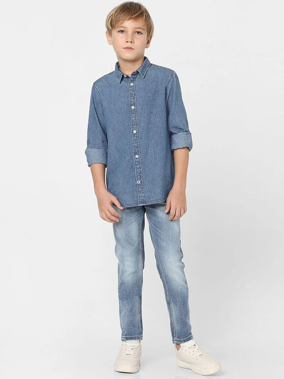 Boys Blue Denim Full Sleeves Shirt - Image 6