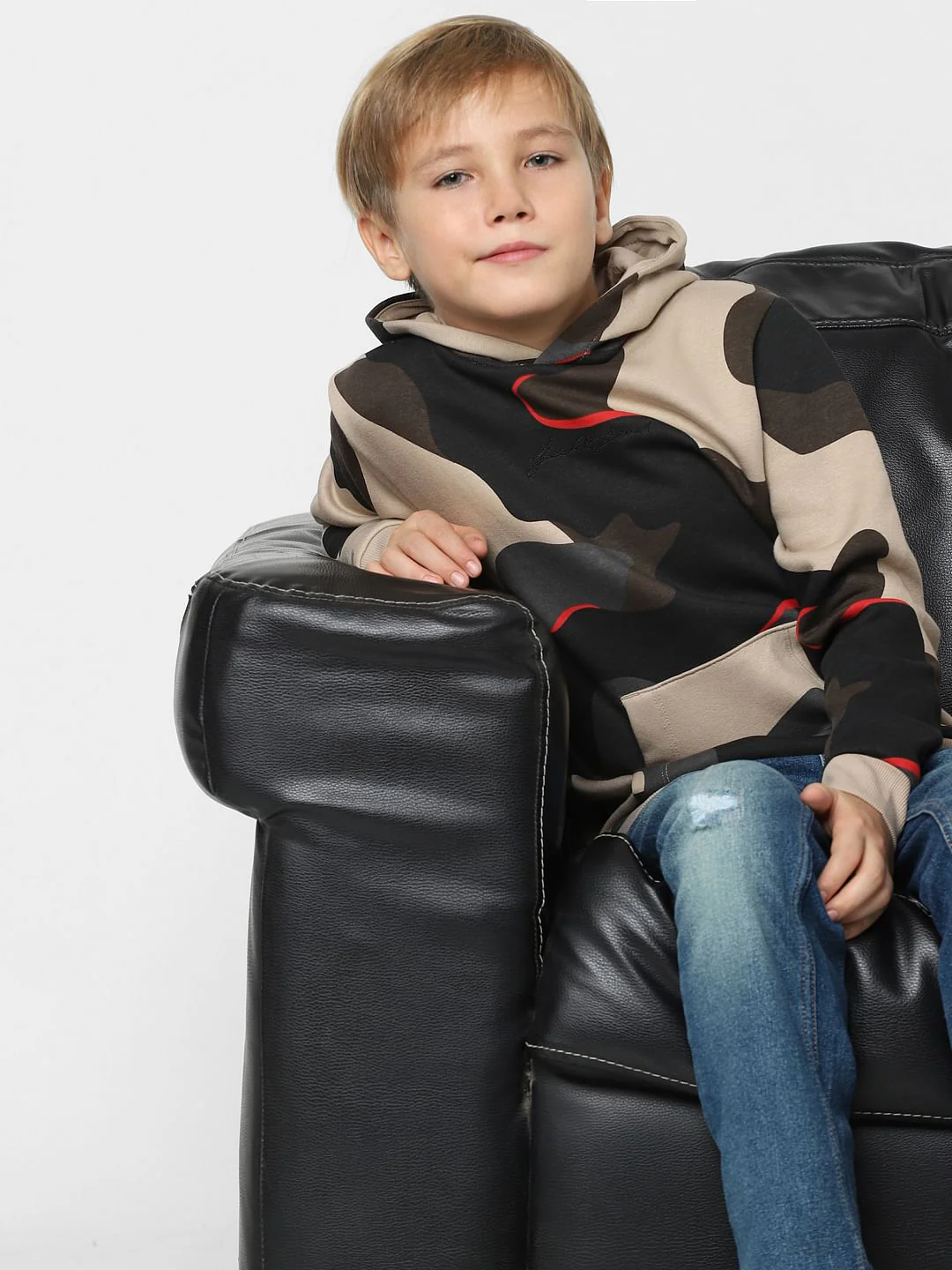 Boys Beige Camo Print Sweatshirt