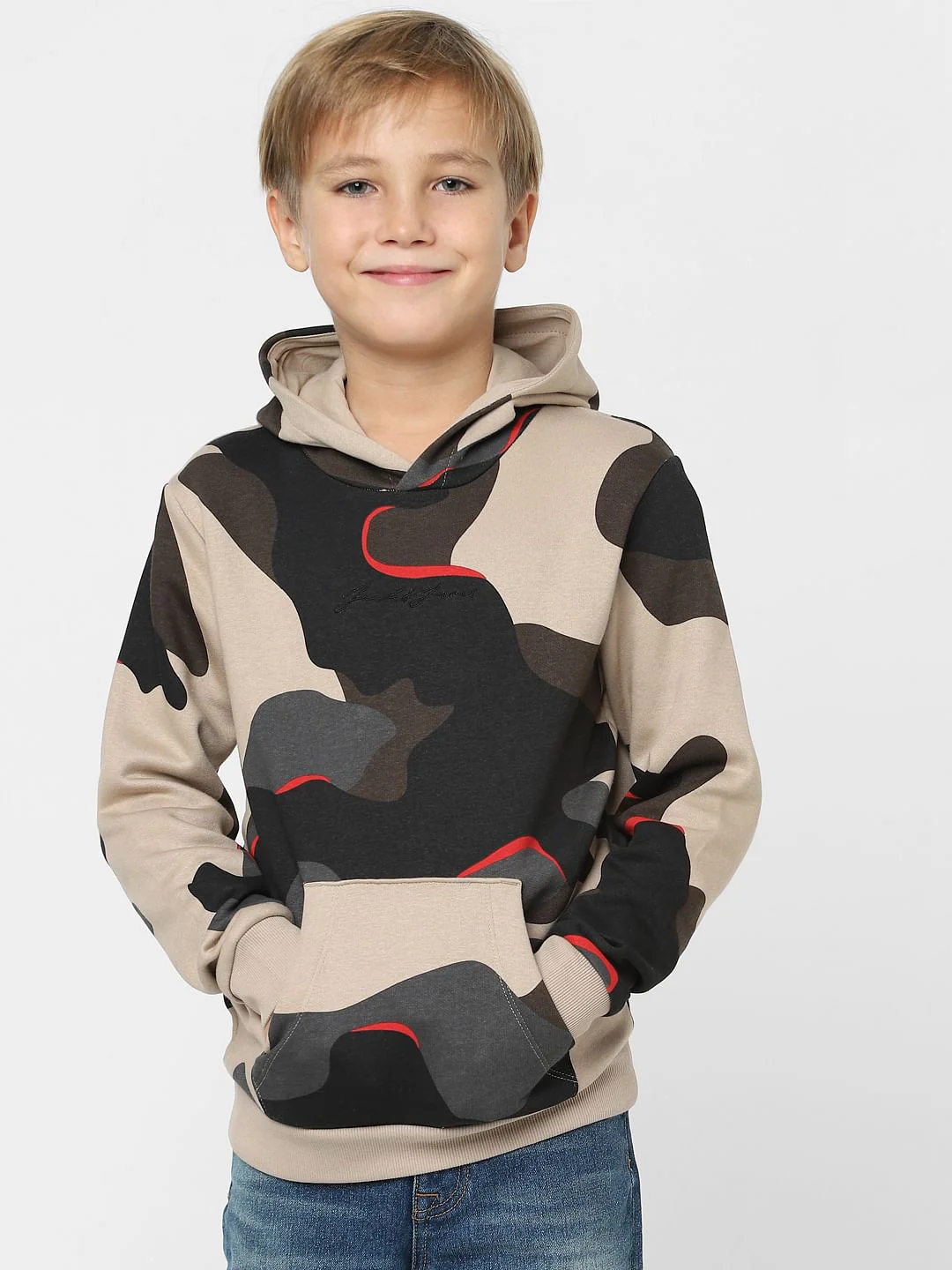 Boys Beige Camo Print Sweatshirt - Image 2