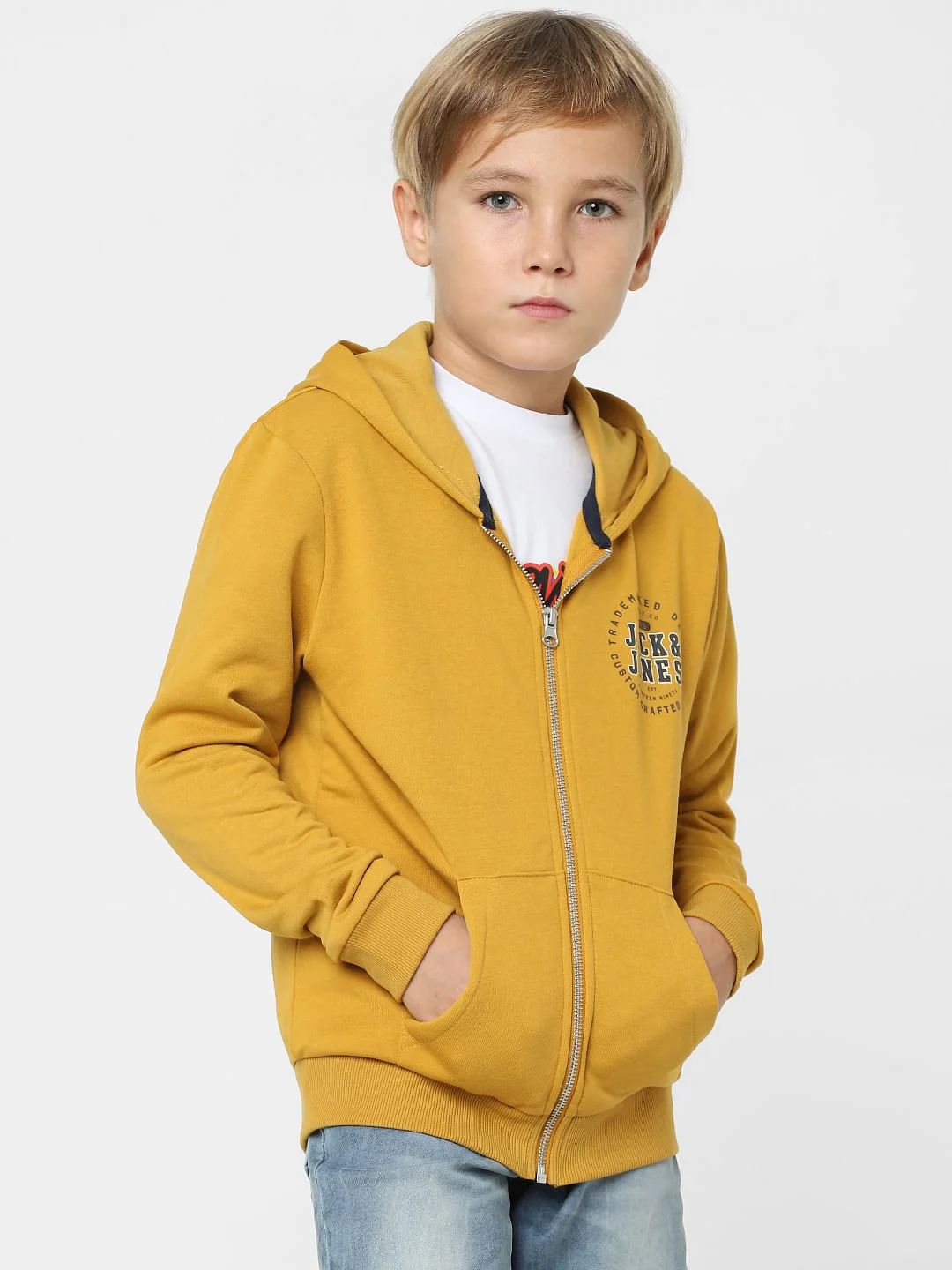 BOYS Mustard Zip-Up Hooded Sweatshirt - Image 2
