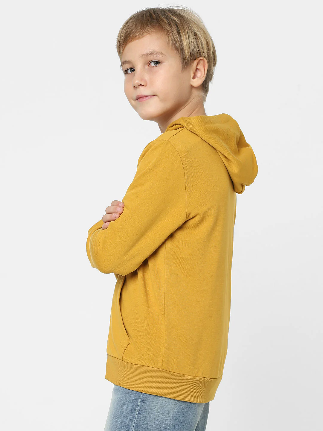 BOYS Mustard Zip-Up Hooded Sweatshirt - Image 3