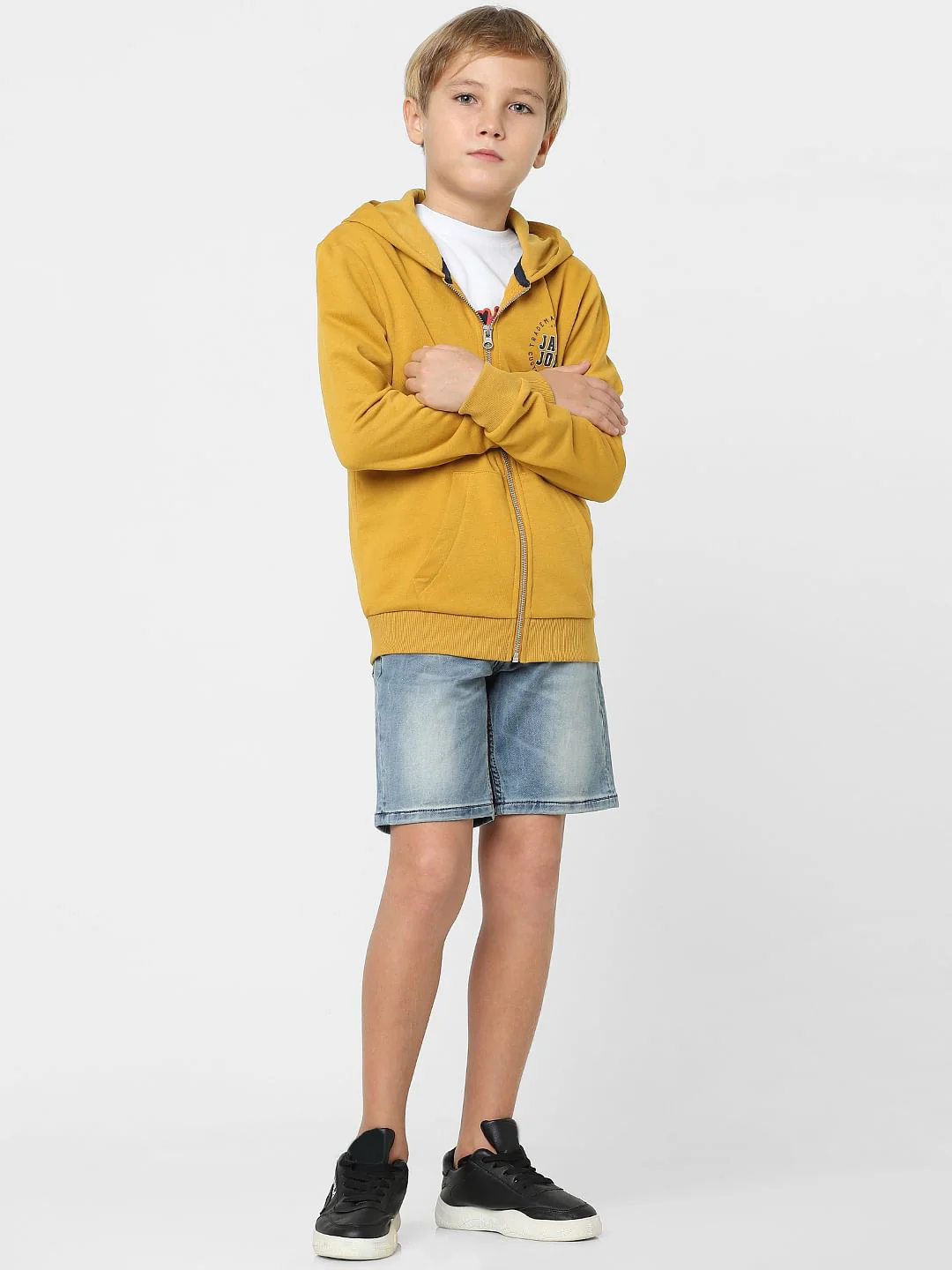 BOYS Mustard Zip-Up Hooded Sweatshirt - Image 6