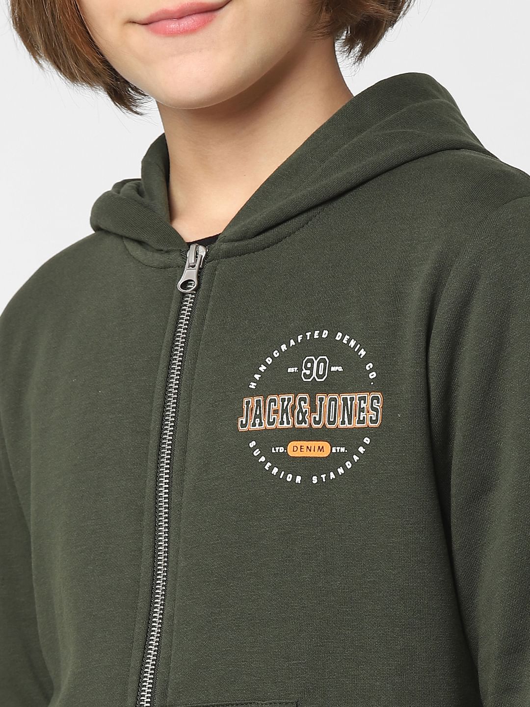 Boys Dark Green Zip-Up Sweatshirt - Image 5