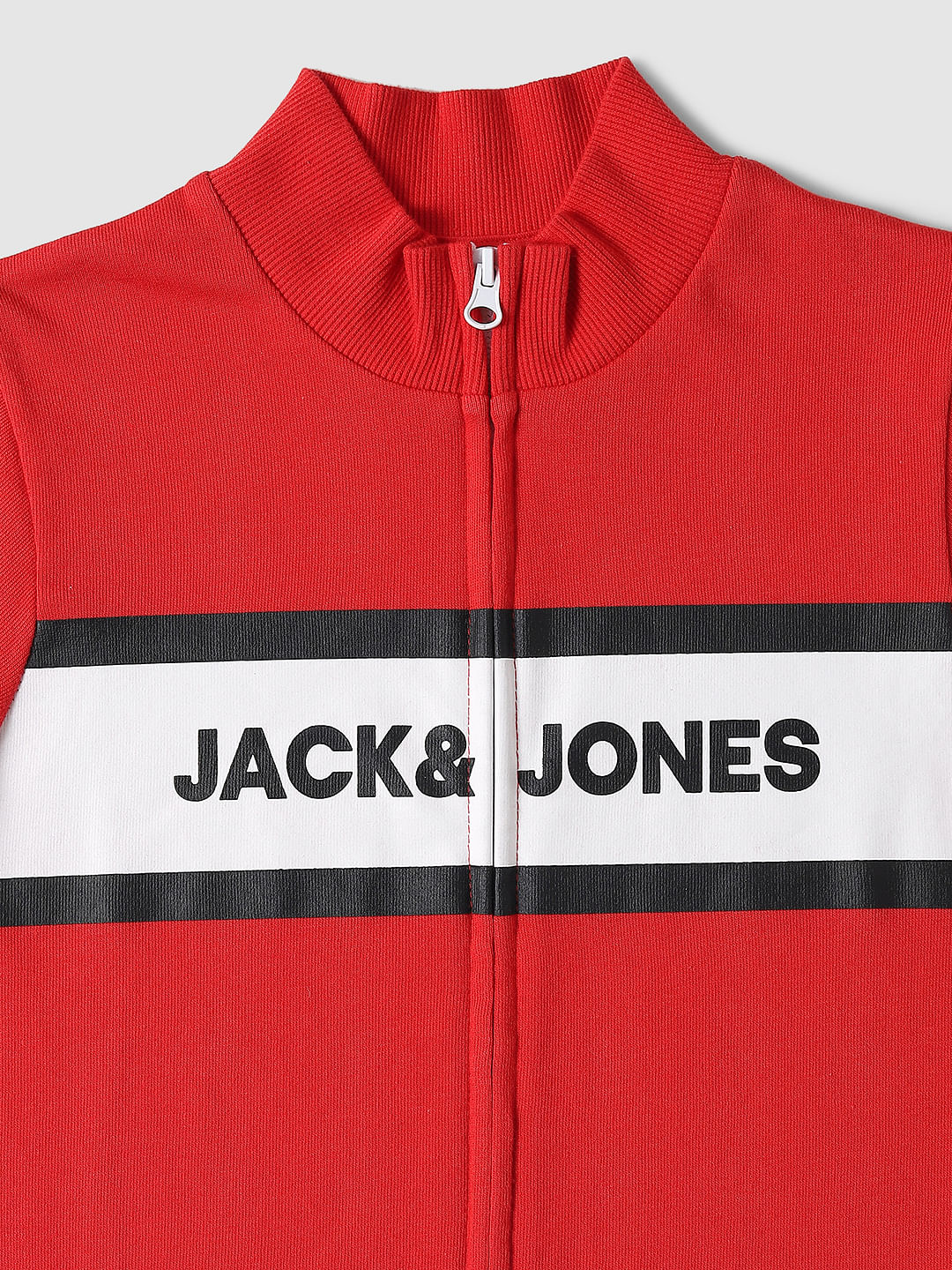 BOYS Red Logo Print Zip Up Sweatshirt - Image 3