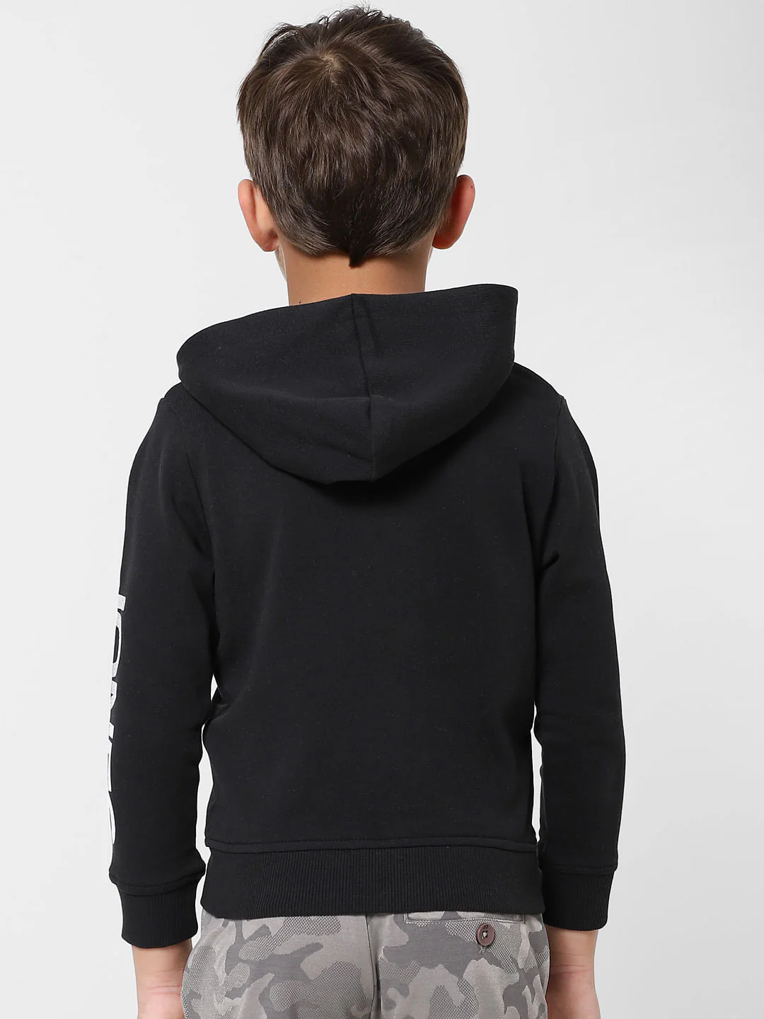 BOYS Black Zip Up Hooded Sweatshirt - Image 4