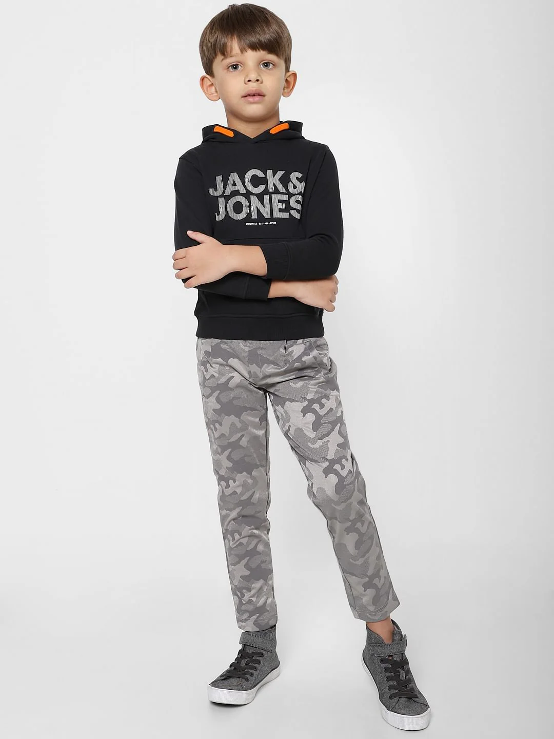 BOYS Black Logo Print Hooded Sweatshirt