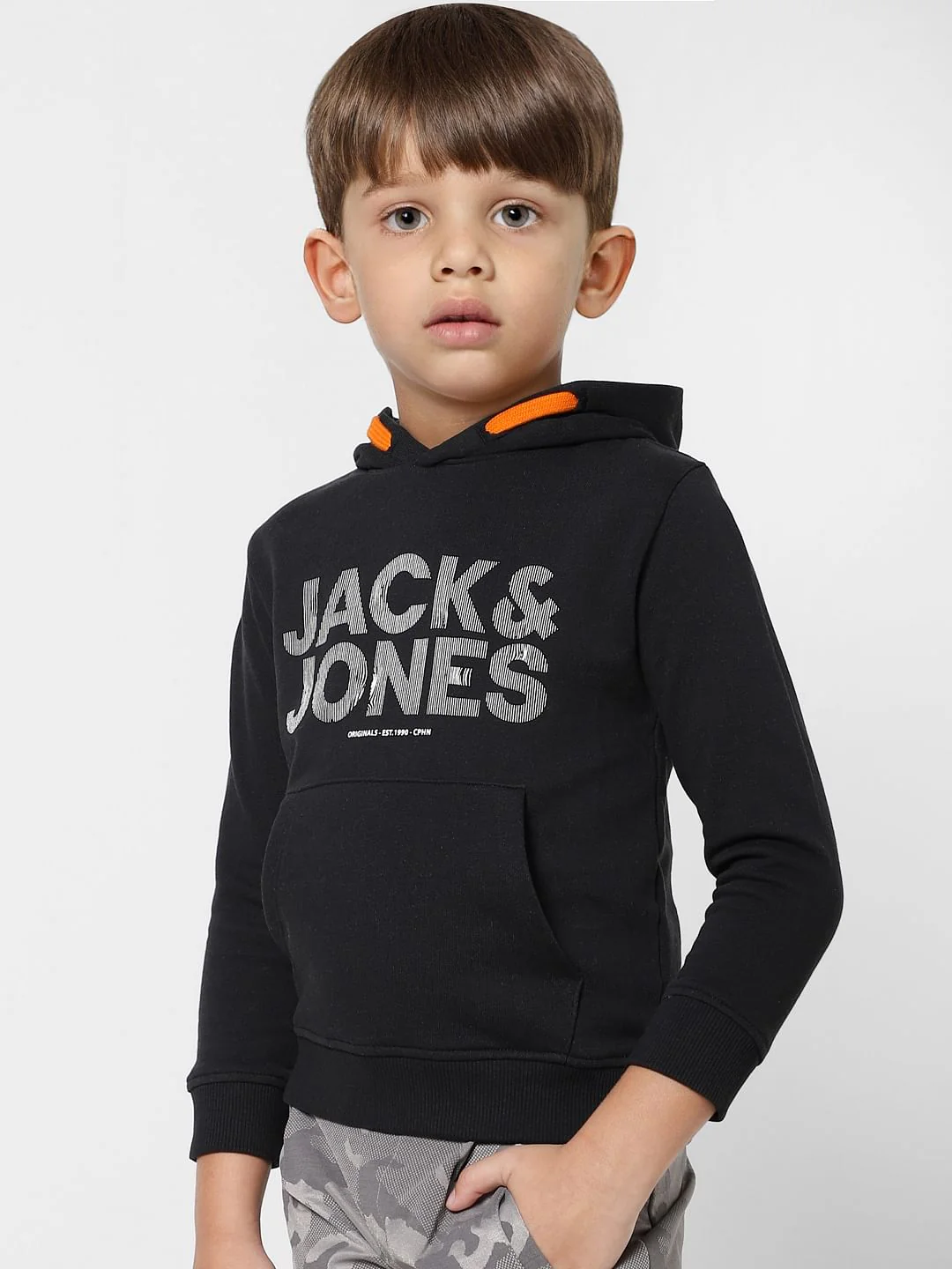BOYS Black Logo Print Hooded Sweatshirt - Image 3