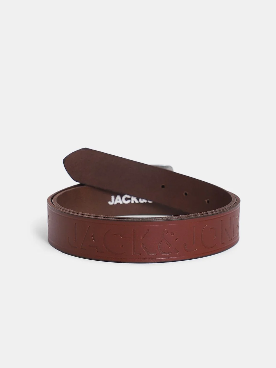 Brown Embossed Logo Leather Belt - Image 2