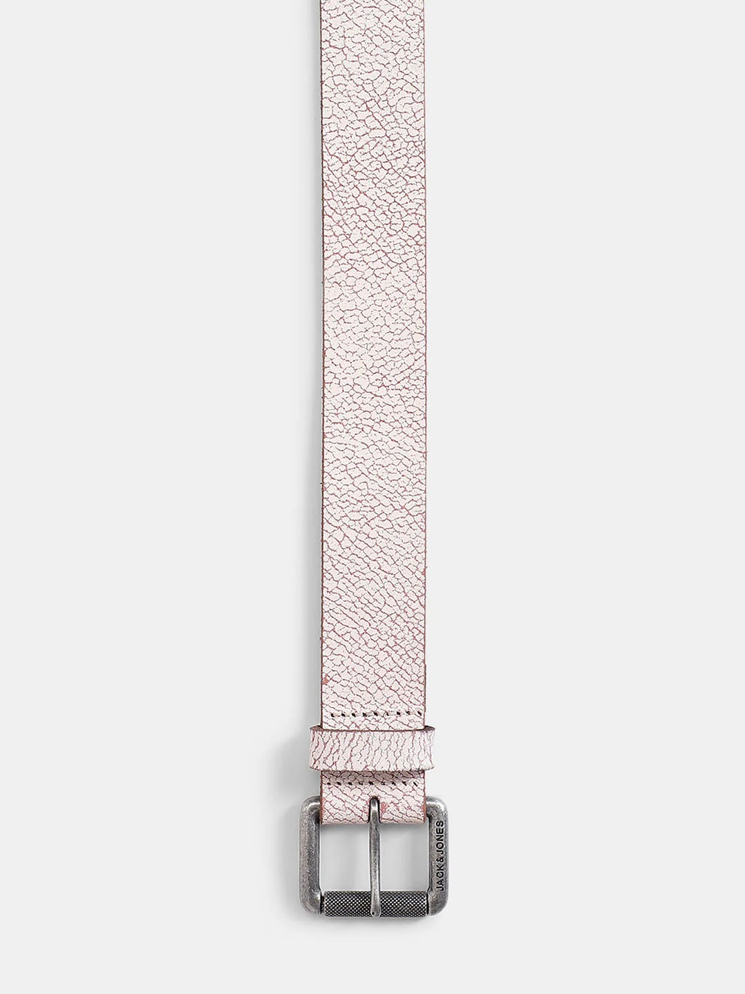 White Abstract Print Leather Belt - Image 3
