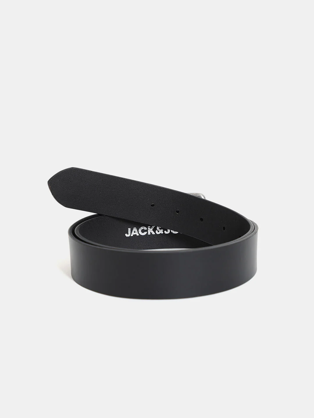 Black Basic Textured Leather Belt - Image 2