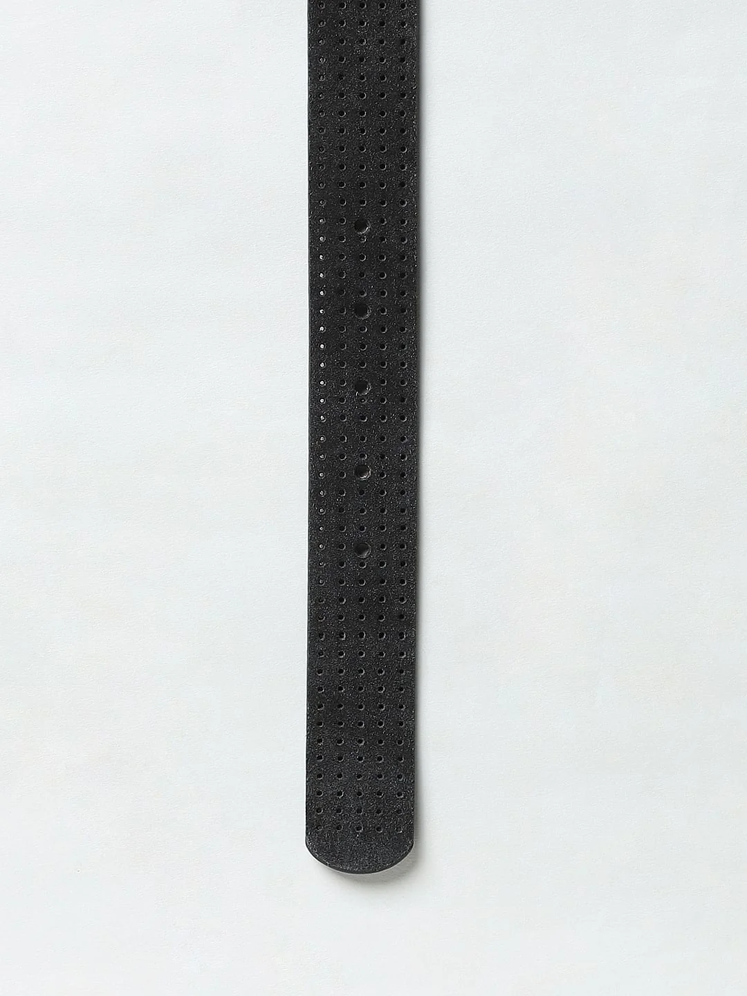 Black Perforated Detail Leather Belt - Image 5