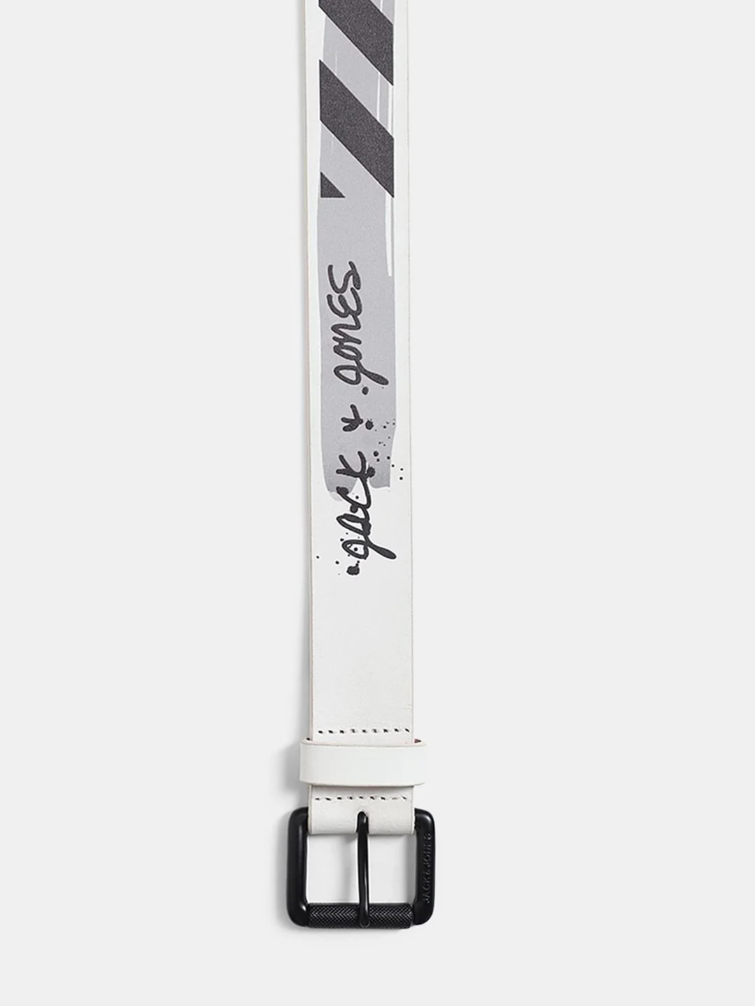 White Printed Leather Belt - Image 3