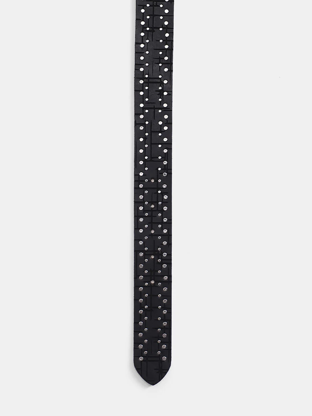 Black Stud Detail Leather Belt - Image 4