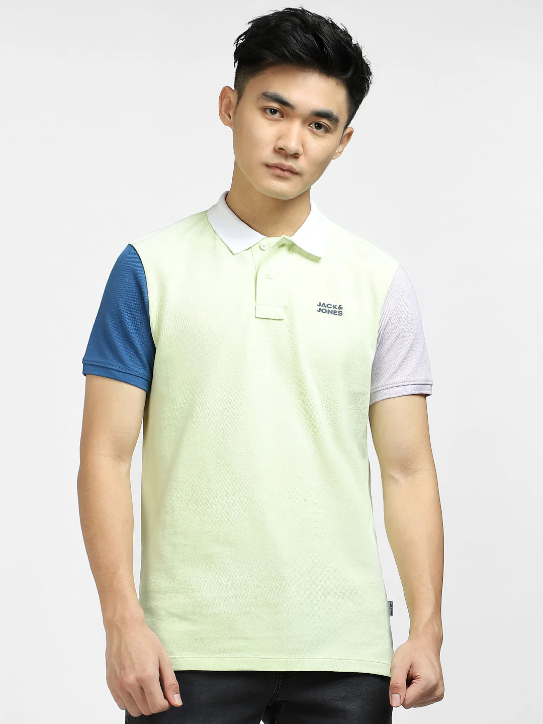 Green Colourblocked Polo T-shirt - Image 2