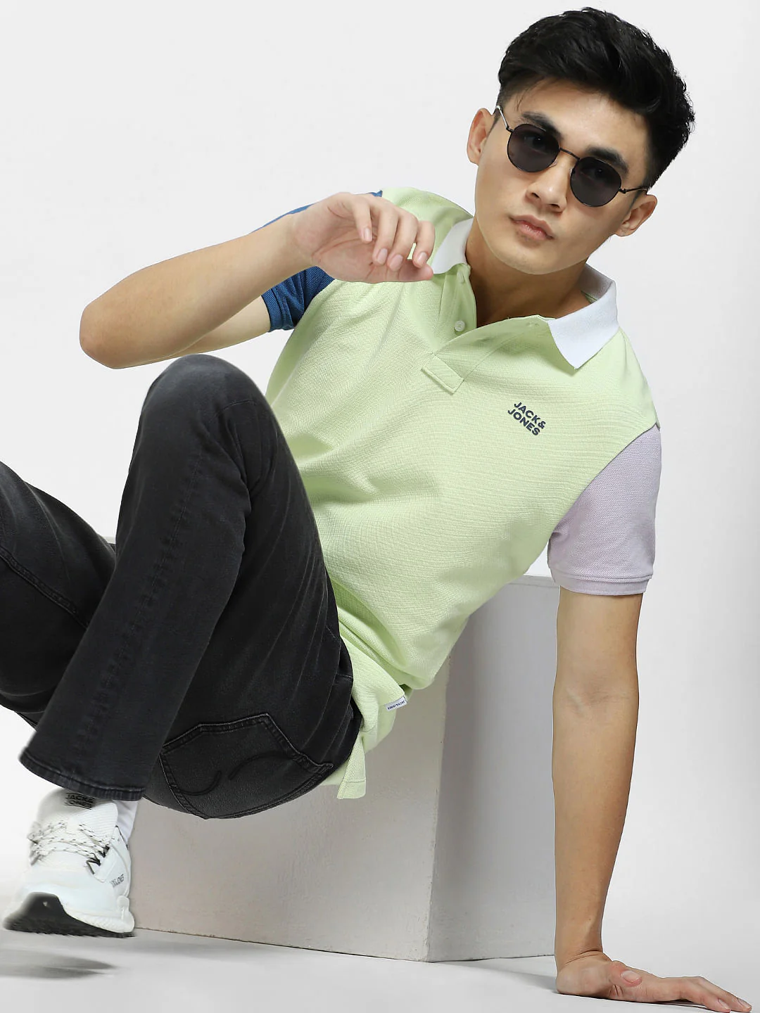 Green Colourblocked Polo T-shirt - Image 7