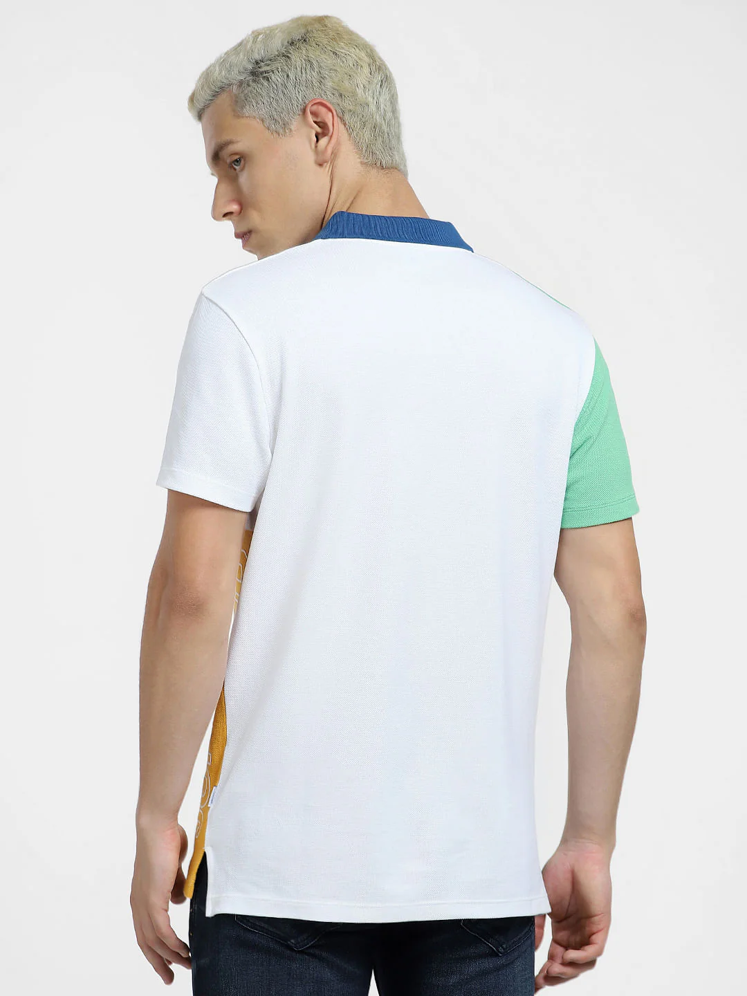 White Colourblocked Polo T-shirt - Image 4